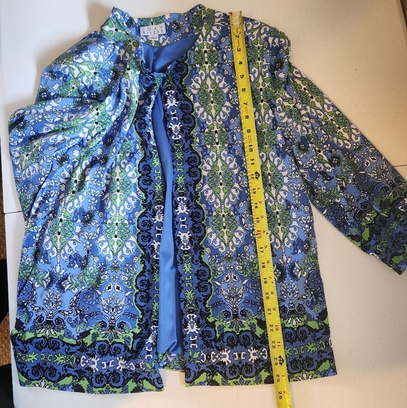 Joan Rivers Blue Open Front Lightweight Blazer Jacket Dressy Womens Size Large - Picture 8 of 9